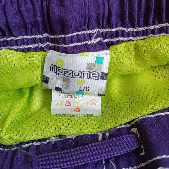 NEW! Rip zone Men’s Swim Trunks Purple/ Lime/ Black Checkered (3599 - Picture 7 of 9